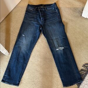 Express Women’s High-Rise Dark Indigo Distressed Jeans